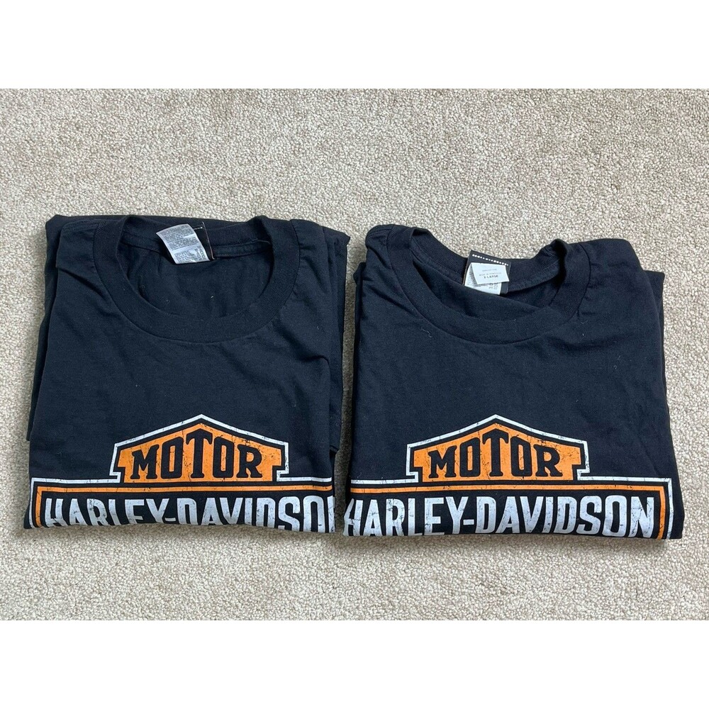 2 Harley Davidson Sz XL Black T-Shirt I Got Mine At... Sheldon's Auburn, MA EUC‎